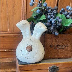 Neutral Ceramic Bunny Decorative Sculpture - Home Art